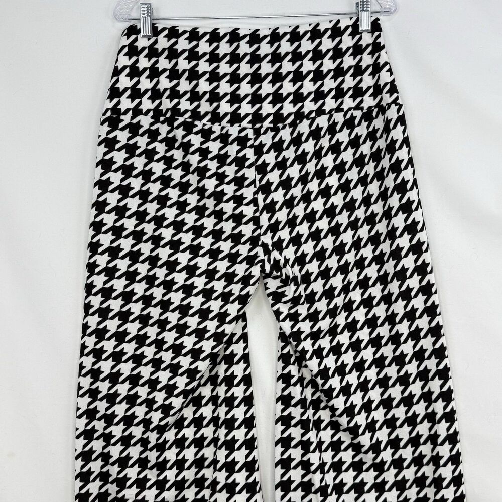 Chicme XL Houndstooth Flare Pants High Waist Stretch Black White Retro - Picture 8 of 16
